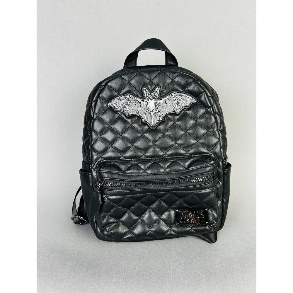 Black Craft Cult Halloween‎ Bat Mini Backpack Faux Leather Quilted NEW (Read)